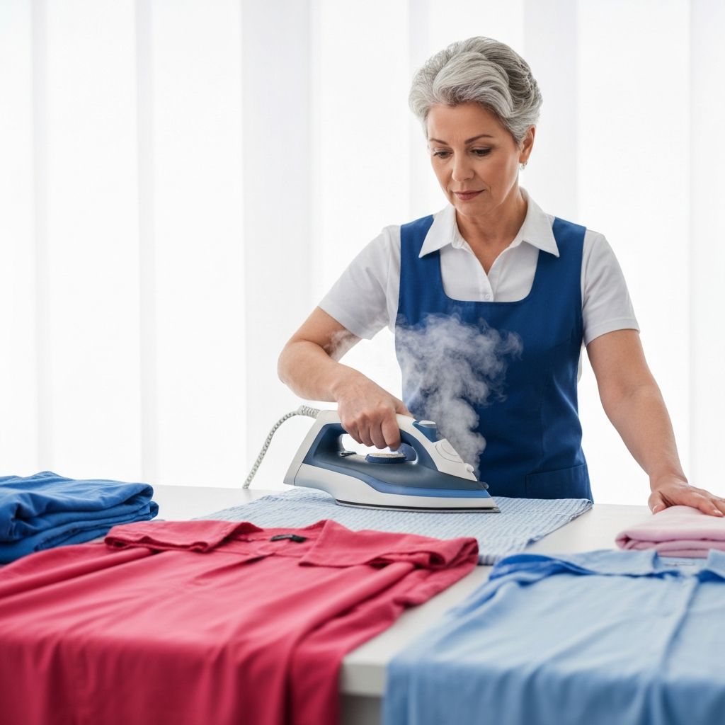 Professional laundry staff at work